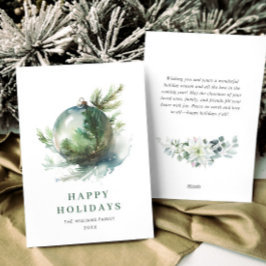 Cartão De Festividades Saudação de Enfeites de natal de Aquarela Elegante