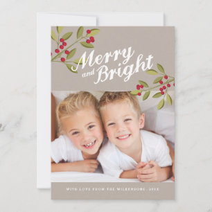 Cartão De Festividades Saudação de Feliz e Foto Brilhante de Garland Fo