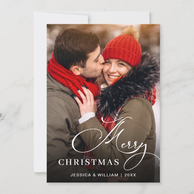 Cartão De Festividades Saudação de FOTO de Natal Moderno (Frente)