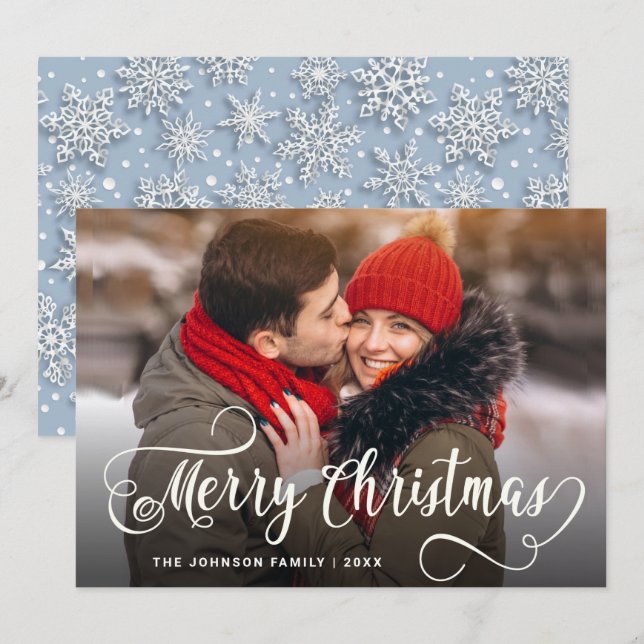 Cartão De Festividades Saudação de FOTO de Natal Moderno (Frente/Verso)
