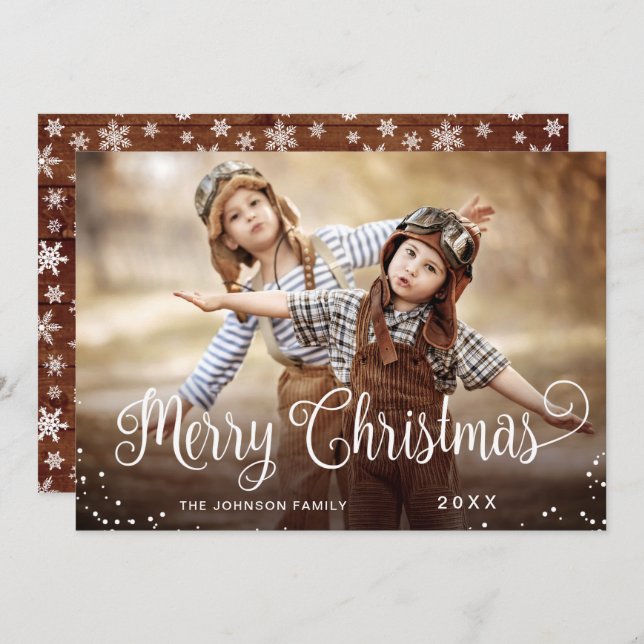 Cartão De Festividades Saudação de FOTO de Natal Moderno (Frente/Verso)