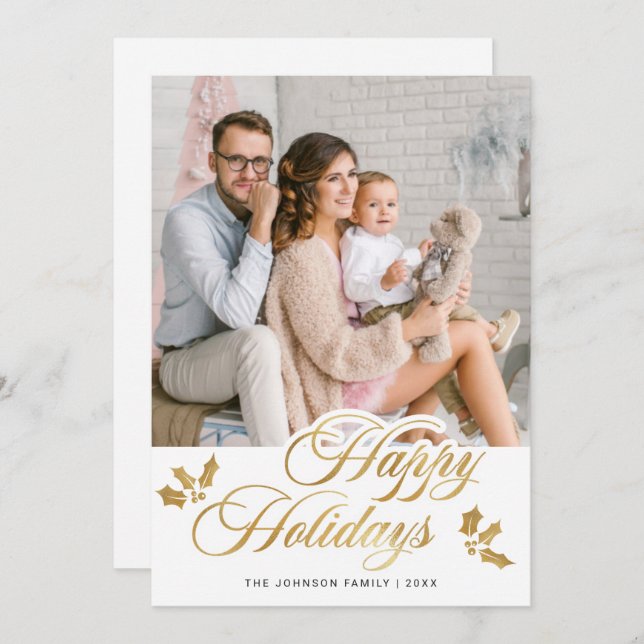 Cartão De Festividades Saudação de FOTO de Natal Moderno (Frente/Verso)