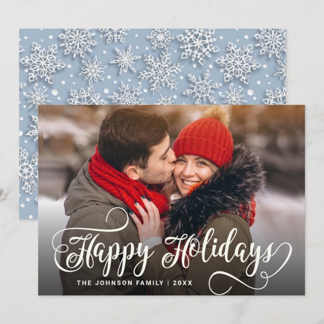 Cartão De Festividades Saudação de FOTO de Natal Moderno (Frente/Verso)