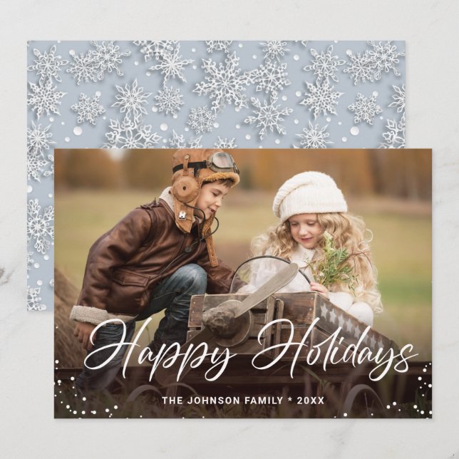 Cartão De Festividades Saudação de FOTO de Natal Moderno (Frente/Verso)