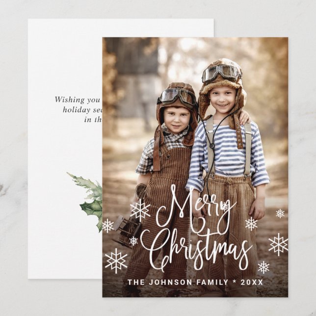 Cartão De Festividades Saudação de FOTO de Natal Moderno (Frente/Verso)