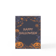 Saudação de Halloween Escura e Elegante da Abóbora