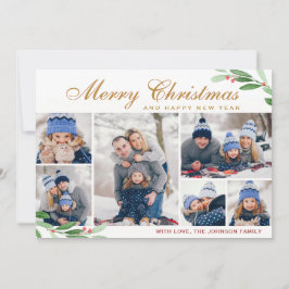 Cartão De Festividades Saudação de Holly Berry 6 PHOTO Collage