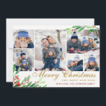 Cartão De Festividades Saudação de Holly Berry 6 PHOTO Collage<br><div class="desc">O Cartão de Férias de Natal Holly Berry 6 PHOTO Collage.</div>