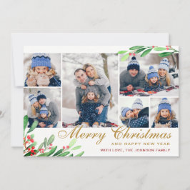 Cartão De Festividades Saudação de Holly Berry 6 PHOTO Collage