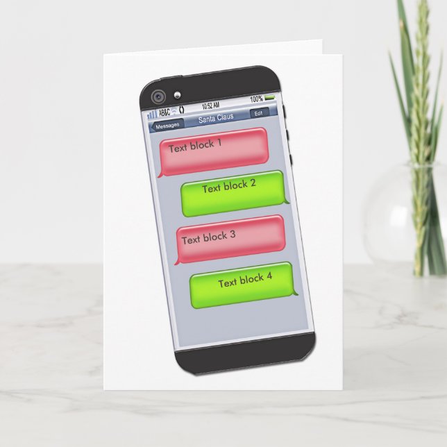 Cartão De Festividades Saudação de Mensagem de Texto de Natal PERSONALIZÁ (Frente)