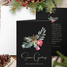 Saudação de Natal com Aquarela em Preto e Dourado 