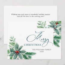 Saudação de Natal com Aquarela Festiva de Folhas e