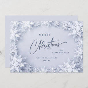 Cartão De Festividades Saudação de Natal Corporativa com Flocos de Neve E