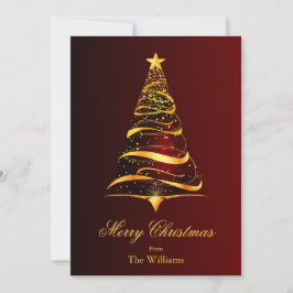 Cartão De Festividades Saudação de Natal da árvore de ouro minimalista el