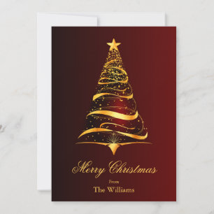 Cartão De Festividades Saudação de Natal da árvore de ouro minimalista el