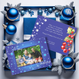 Cartão De Festividades Saudação de Natal da Família Ice Blue