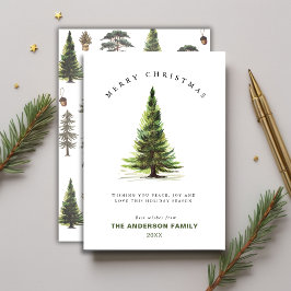 Cartão De Festividades Saudação de Natal da Pinheira de Aquarela Minimali