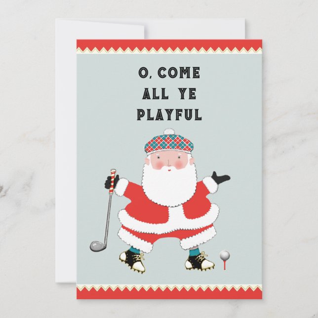 Cartão De Festividades Saudação de Natal de Golf (Frente)