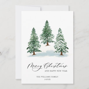 Cartão De Festividades Saudação de Natal de Pinho Elegante Minimalista