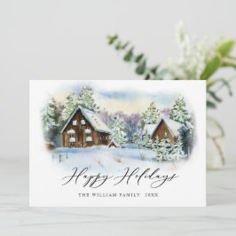 Cartão De Festividades Saudação de Natal de Pinho Elegante Minimalista