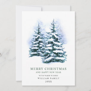 Cartão De Festividades Saudação de Natal de Pinho Elegante Minimalista