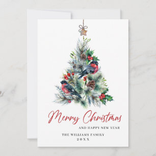 Cartão De Festividades Saudação de Natal de Pinho Elegante Minimalista