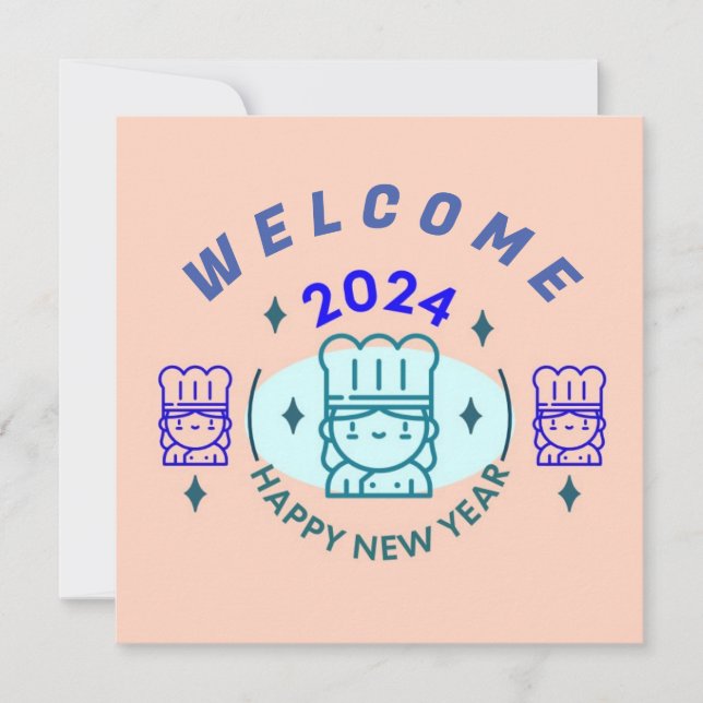 CARTÃO DE FESTIVIDADES SAUDAÇÃO DE NATAL DO ANO NOVO DE 2024 (Frente)