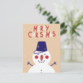 Cartão De Festividades Saudação de Natal do Boneco de Neve