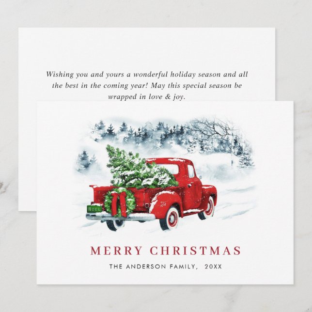 Cartão De Festividades Saudação de Natal do Caminhão da Fazenda Vermelha  (Frente/Verso)