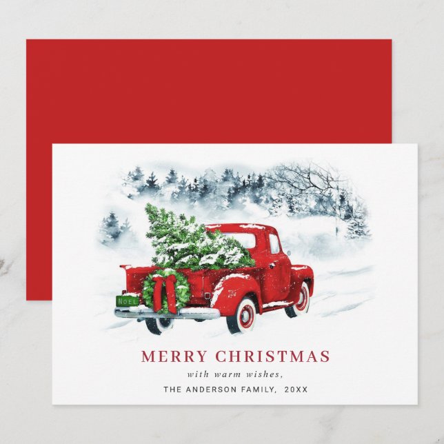 Cartão De Festividades Saudação de Natal do Caminhão da Fazenda Vermelha  (Frente/Verso)
