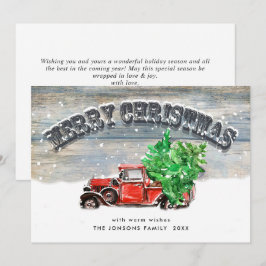 Cartão De Festividades Saudação de Natal do Caminhão da Fazenda Vermelha 