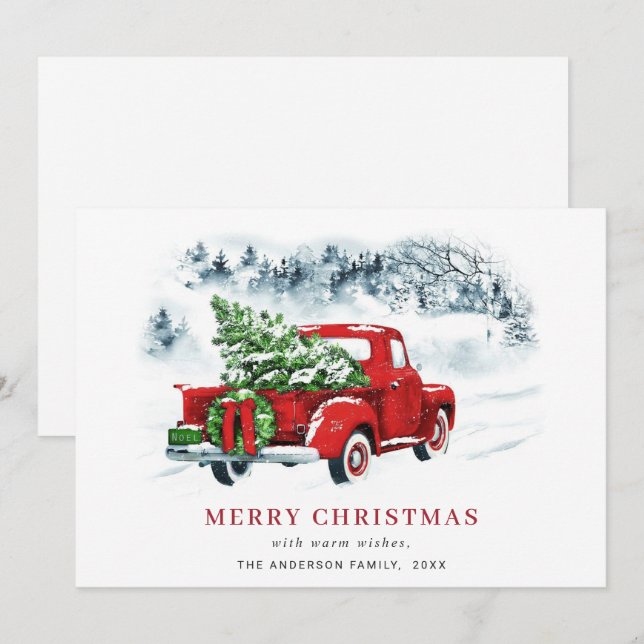 Cartão De Festividades Saudação de Natal do Caminhão da Fazenda Vermelha  (Frente/Verso)