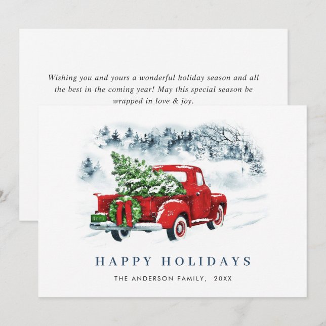 Cartão De Festividades Saudação de Natal do Caminhão da Fazenda Vermelha  (Frente/Verso)