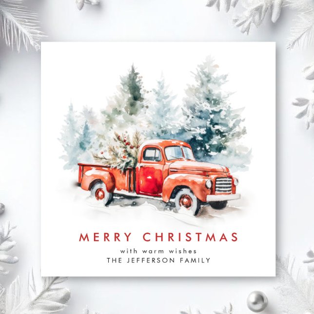 Cartão De Festividades Saudação de Natal do Caminhão da Fazenda Vermelha  (Criador carregado)