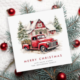 Cartão De Festividades Saudação de Natal do Caminhão da Fazenda Vermelha 