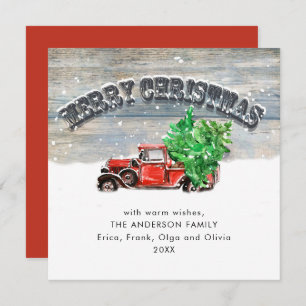 Cartão De Festividades Saudação de Natal do Caminhão da Fazenda Vermelha