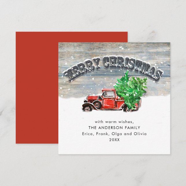 Cartão De Festividades Saudação de Natal do Caminhão da Fazenda Vermelha  (Frente/Verso)