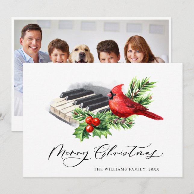 Cartão De Festividades Saudação de Natal do Pássaro Vermelho FOTO (Frente/Verso)