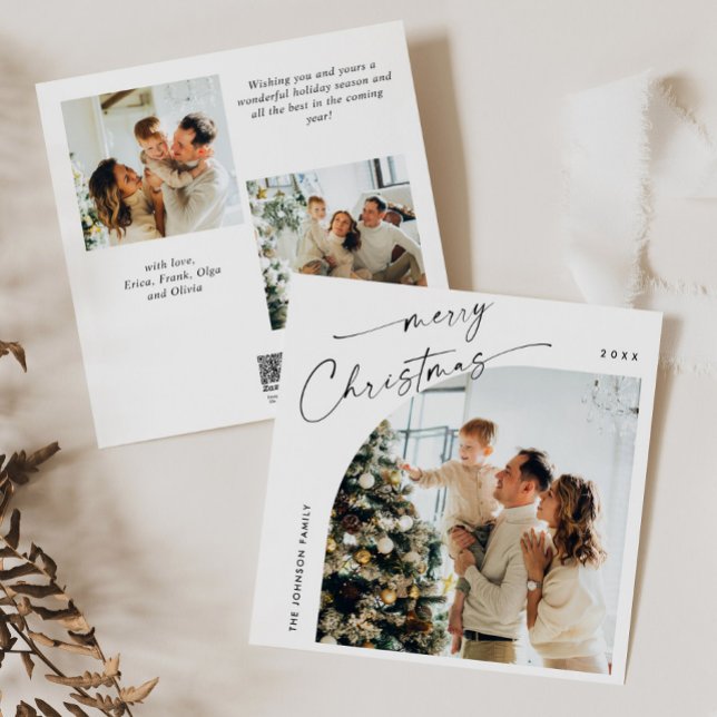 Cartão De Festividades Saudação de Natal do Simples Elegante Na moda 3 FO (Criador carregado)