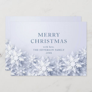 Cartão De Festividades Saudação de Natal Elegante 3D Flocos de Neve