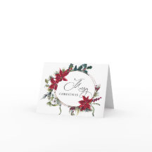 Saudação de Natal Elegante Poinsettia Mistletoe