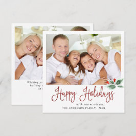 Cartão De Festividades Saudação de Natal Festiva com Folhas de Azevinho 2