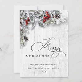 Cartão De Festividades Saudação de Natal Holly Corporate