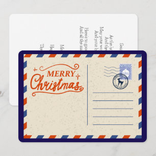 Cartão De Festividades Saudação de Natal Personalizada Vintage Retrô Polo