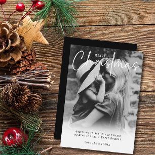 Cartão De Festividades Saudação de Natal preto&branco moderna