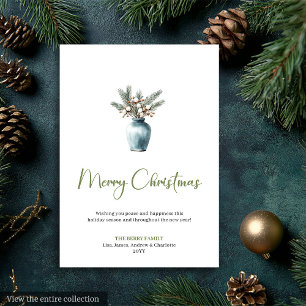Cartão De Festividades Saudação de Natal Rústica Boho Simples em Aquarela