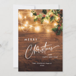 Cartão De Festividades Saudação de Natal Rústica do Branch