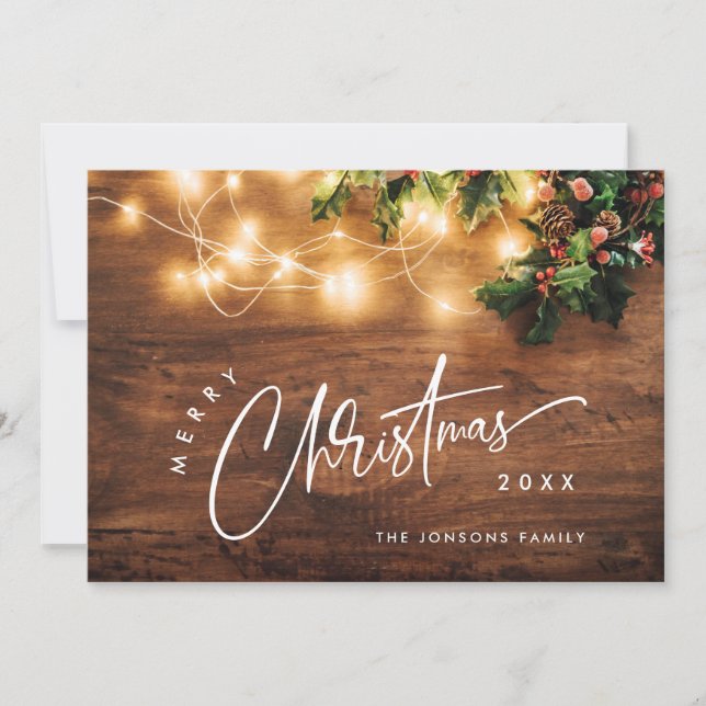 Cartão De Festividades Saudação de Natal Rústica do Branch (Frente)