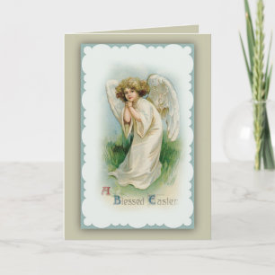 Cartão De Festividades Saudação de Páscoa Anjo Vintage