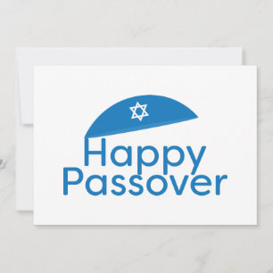 Cartão De Festividades Saudação de Passover Feliz Azul com Kippah